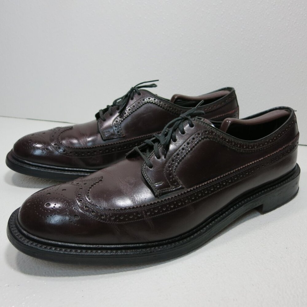 Sears Brogue Genuine Leather Long Wingtip Dress Oxfords Men's Footwear 12 D